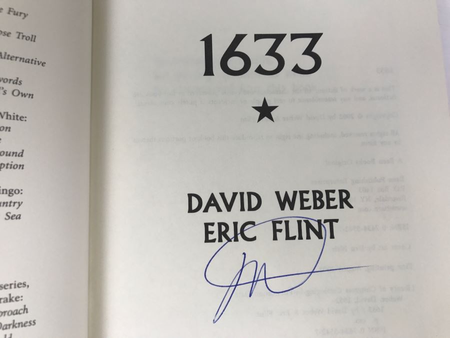 Signed First Printing 2002 Hardcover Book 1633 By David Weber And Eric Flint (Signed By David Weber) [Photo 6]