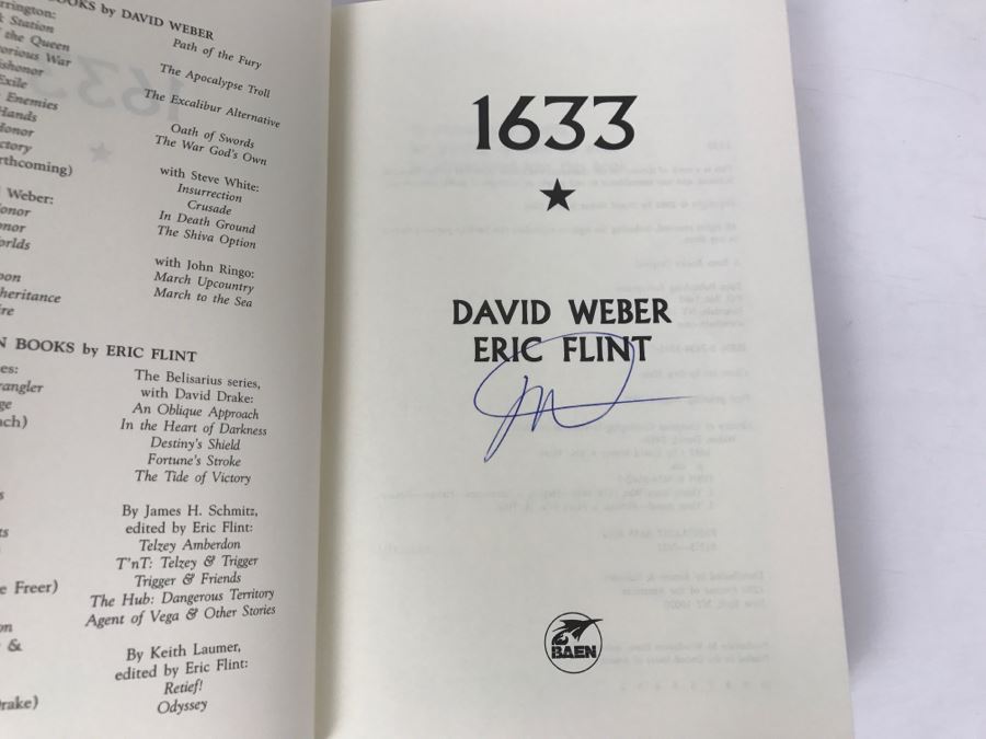 Signed First Printing 2002 Hardcover Book 1633 By David Weber And Eric Flint (Signed By David Weber) [Photo 5]