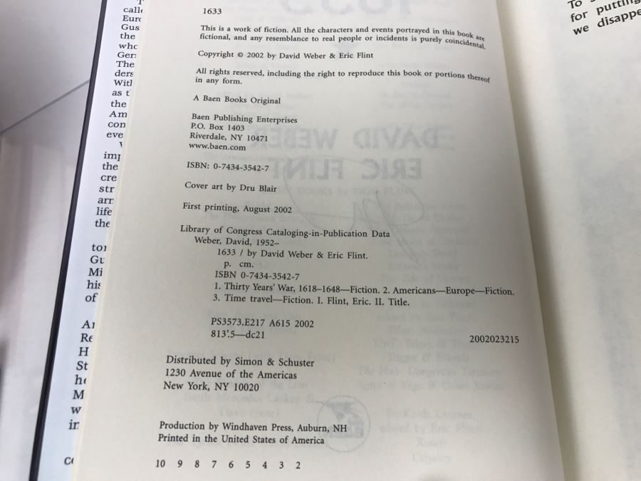 Signed First Printing 2002 Hardcover Book 1633 By David Weber And Eric Flint (Signed By David Weber) [Photo 8]