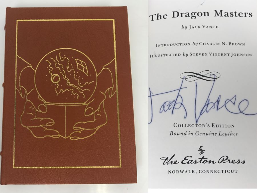Signed Easton Press Hardcover Book The Dragon Masters By Jack Vance [Photo 1]