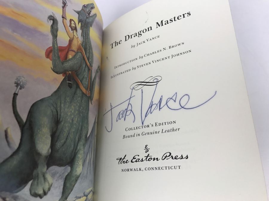 Signed Easton Press Hardcover Book The Dragon Masters By Jack Vance [Photo 2]