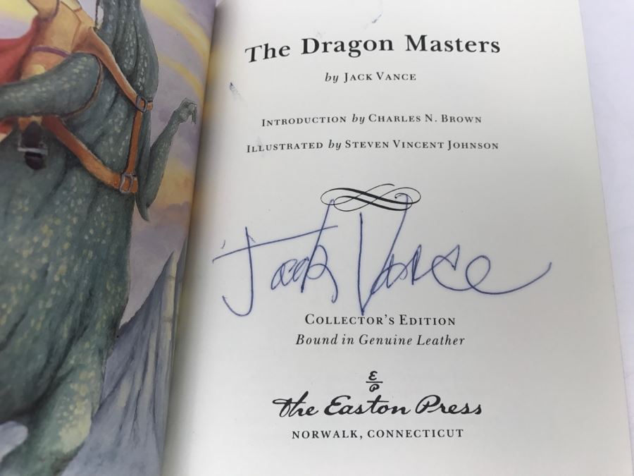 Signed Easton Press Hardcover Book The Dragon Masters By Jack Vance [Photo 6]