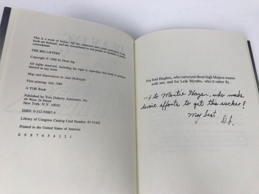 Signed First Printing 1988 Hardcover Book The Big Lifters By Dean Ing [Photo 8]