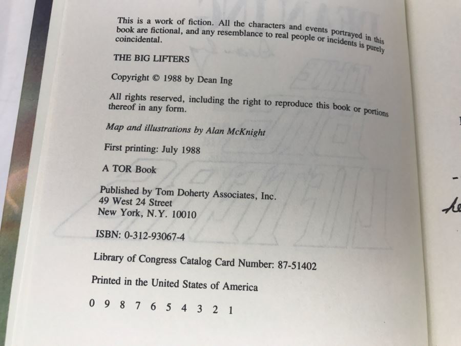 Signed First Printing 1988 Hardcover Book The Big Lifters By Dean Ing [Photo 9]