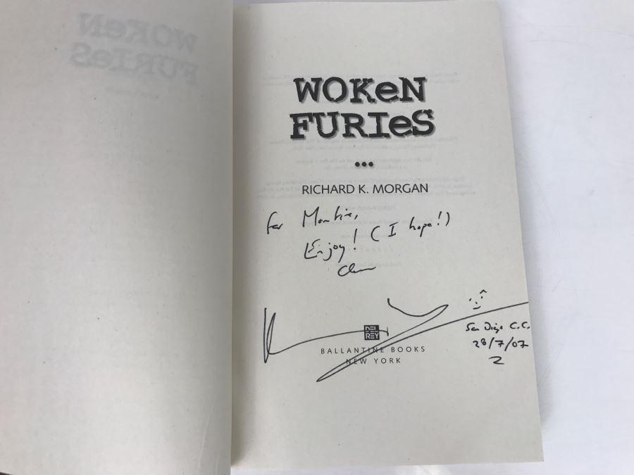Signed 2007 Paperback Book Woken Furies By Richard K. Morgan [Photo 5]