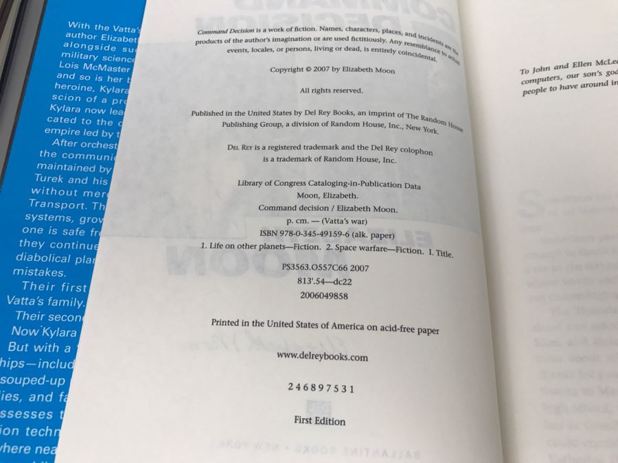 Signed First Edition 2007 Hardcover Book Command Decision By Elizabeth Moon [Photo 7]