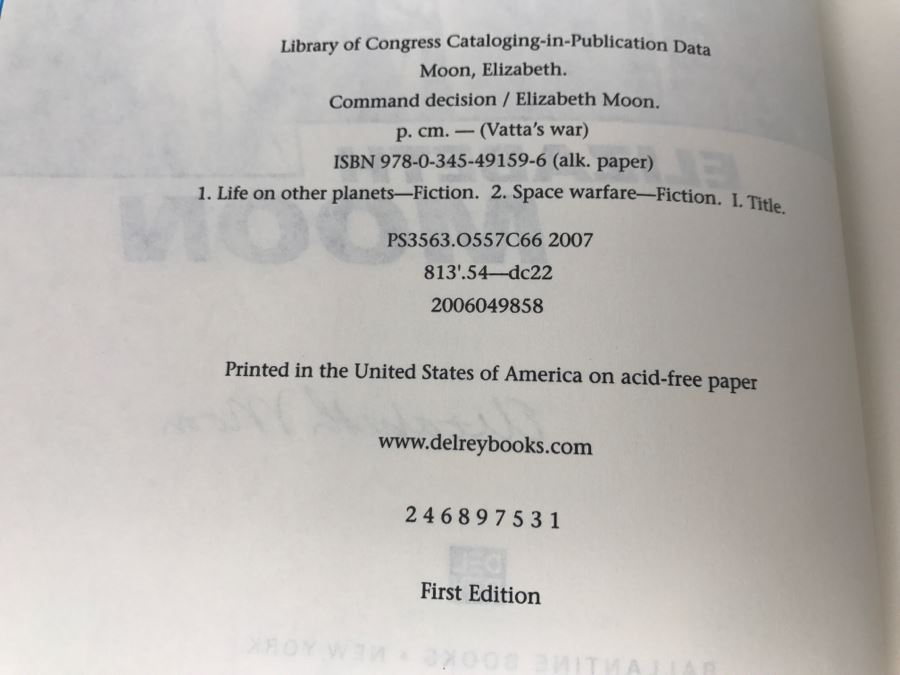 Signed First Edition 2007 Hardcover Book Command Decision By Elizabeth Moon [Photo 8]
