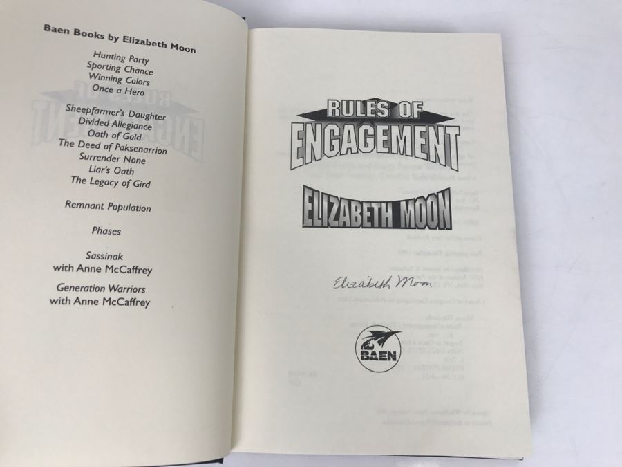 Signed First Printing 1998 Hardcover Book Rules Of Engagement By Elizabeth Moon [Photo 5]