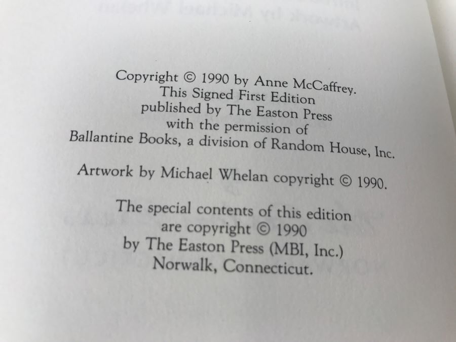 Signed First Edition 1990 Easton Press Hardcover Book Pegasus In Flight By Anne McCaffrey [Photo 12]