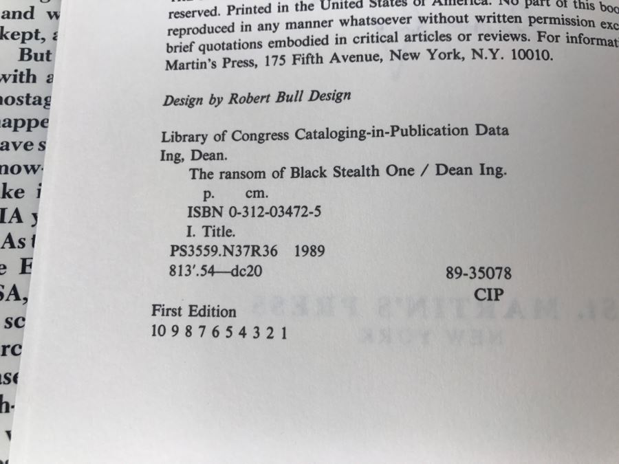 Signed First Edition 1989 Hardcover Book The Ransom Of Black Stealth One By Dean Ing [Photo 9]