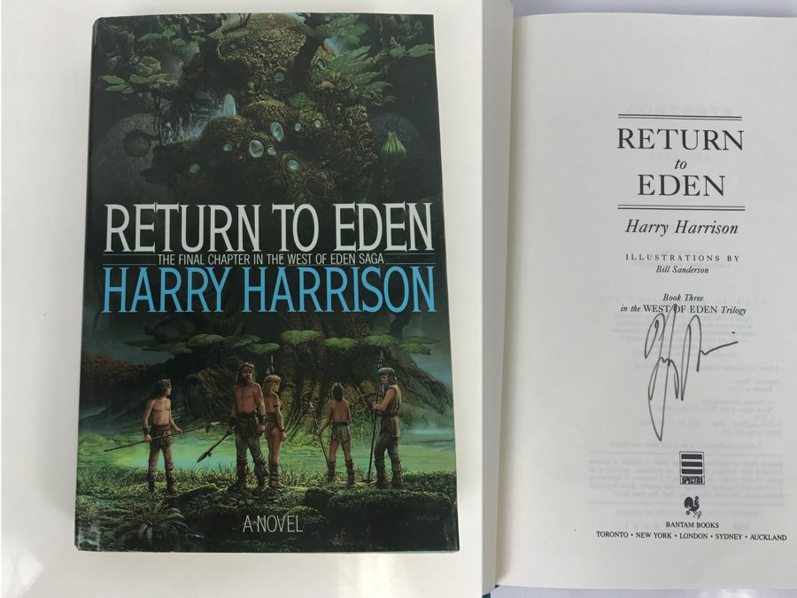 Signed 1988 Hardcover Book Return To Eden By Harry Harrison
