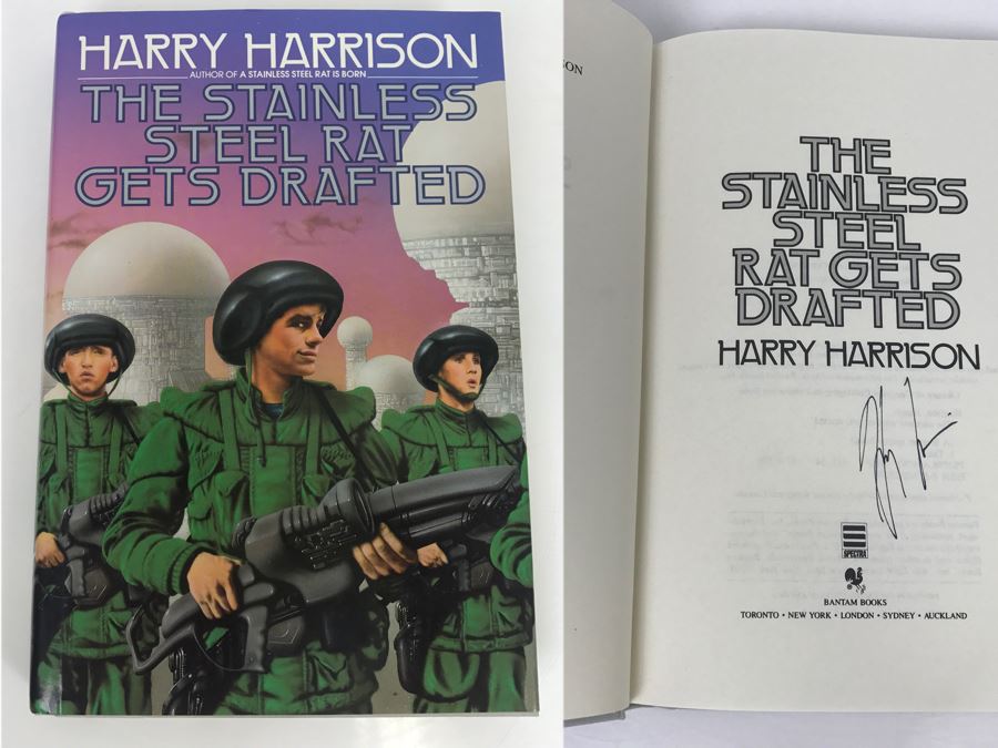 Signed 1987 Hardcover Book The Stainless Steel Rat Gets Drafted By Harry Harrison