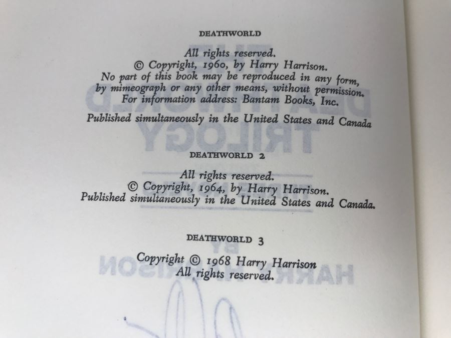 Signed Hardcover Book The Deathworld Trilogy By Harry Harrison [Photo 9]
