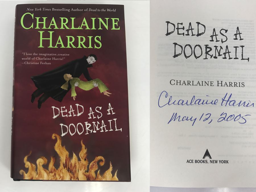 Signed First Edition 2005 Hardcover Book Dead As A Doornail By Charlaine Harris