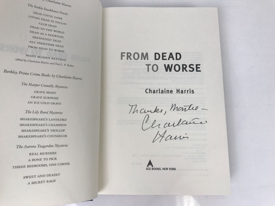 Signed First Edition 2008 Hardcover Book From Dead To Worse By Charlaine Harris [Photo 5]