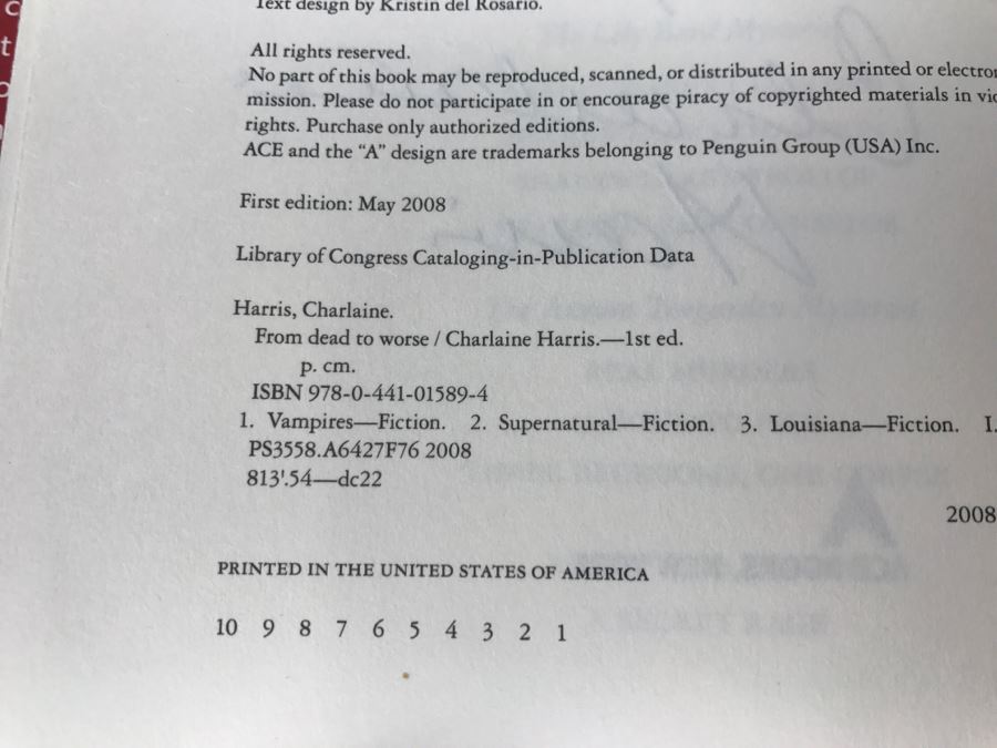 Signed First Edition 2008 Hardcover Book From Dead To Worse By Charlaine Harris [Photo 9]