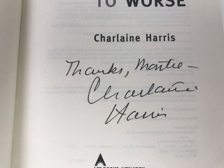 Signed First Edition 2008 Hardcover Book From Dead To Worse By Charlaine Harris [Photo 7]