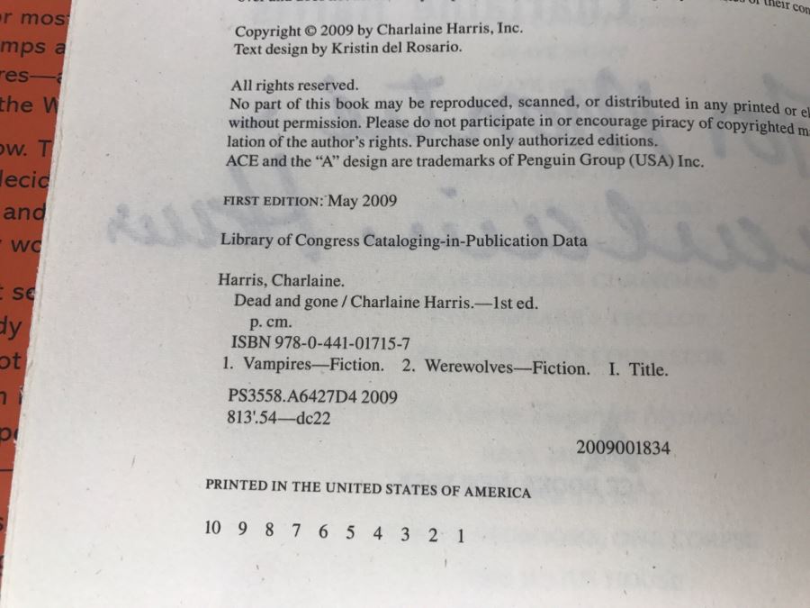 Signed First Edition 2009 Hardcover Book By Charlaine Harris [Photo 10]