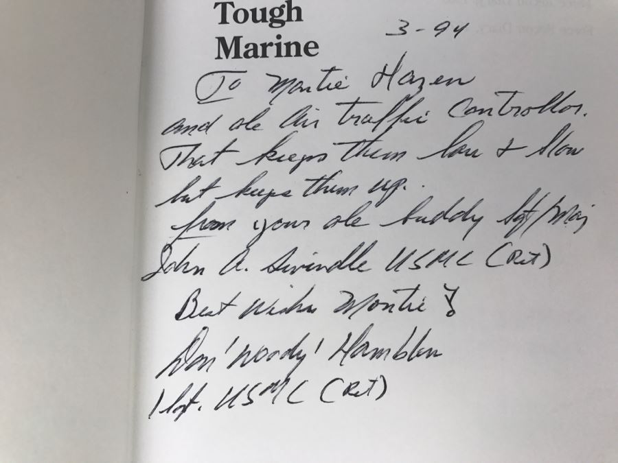 Signed 1993 Hardcover Book One Tough Marine The Autobiography Of First Sergeant Donald N. Hamblen, USMC [Photo 7]
