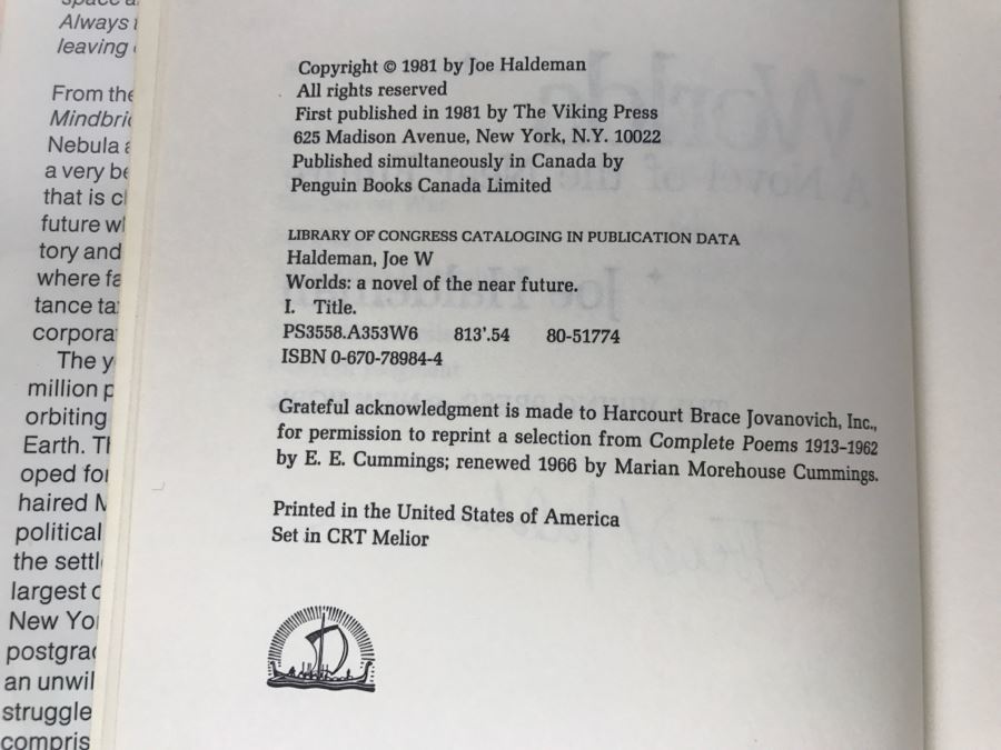 Signed 1981 Hardcover Book Worlds: A Novel Of The Near Future By Joe W Haldeman [Photo 9]