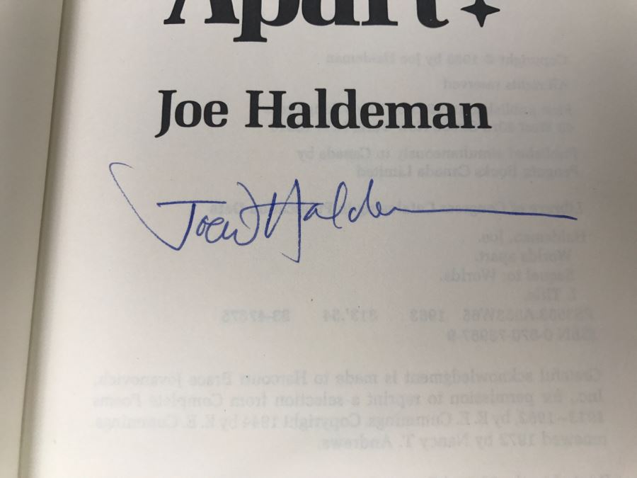 Signed 1983 Hardcover Book Worlds Apart By Joe Halderman [Photo 8]