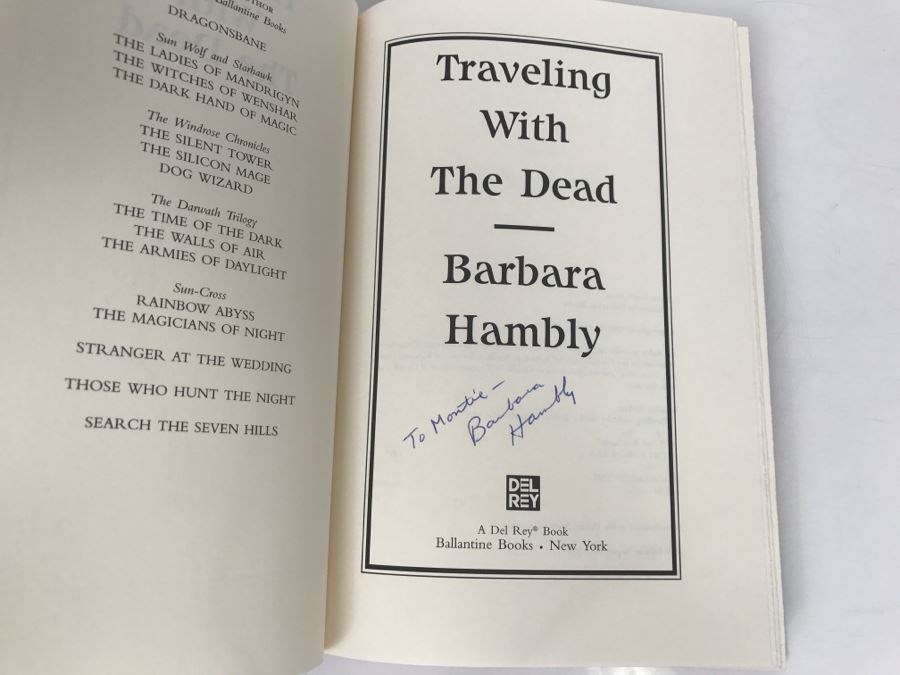 Signed First Edition 1995 Traveling With The Dead By Barbara Hambly [Photo 5]