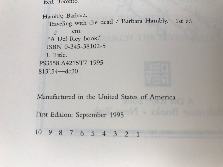 Signed First Edition 1995 Traveling With The Dead By Barbara Hambly [Photo 9]