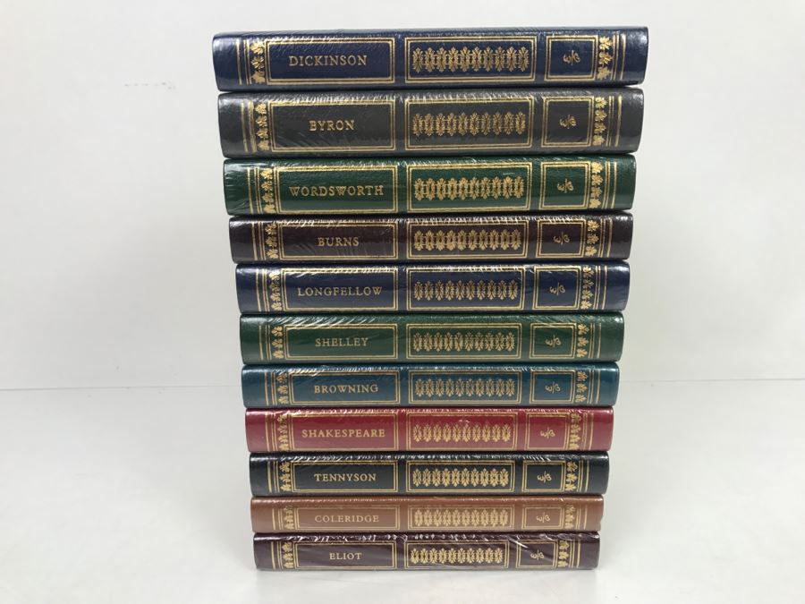 Collection Of (11) Sealed Easton Press Hardcover Books Library of Great Poetry Pocket Volumes: Eliot, Coleridge, Tennyson, Shakespeare, Browning, Shelley, Longfellow, Burns, Wordsworth, Byron And Dickinson [Photo 1]