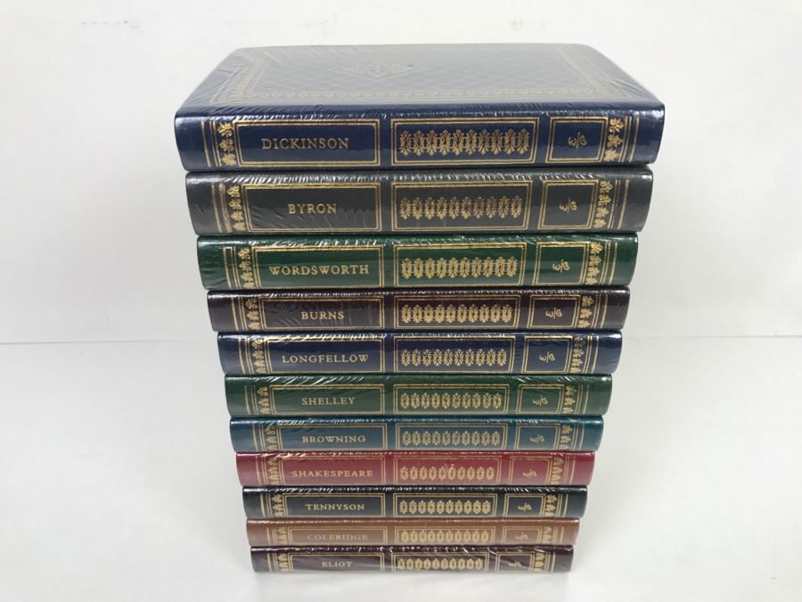 Collection Of (11) Sealed Easton Press Hardcover Books Library of Great Poetry Pocket Volumes: Eliot, Coleridge, Tennyson, Shakespeare, Browning, Shelley, Longfellow, Burns, Wordsworth, Byron And Dickinson [Photo 2]