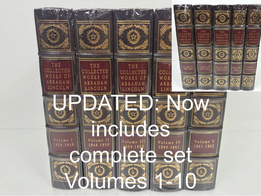 UPDATED: COMPLETE Sealed Set Of (10) Easton Press Hardcover Books The Collected Works Of Abraham Lincoln Volumes I-X 1824-1865