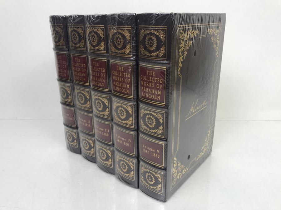UPDATED: COMPLETE Sealed Set Of (10) Easton Press Hardcover Books The Collected Works Of Abraham Lincoln Volumes I-X 1824-1865 [Photo 4]