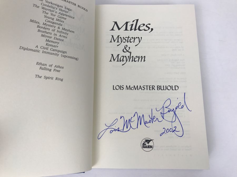 Signed First Printing 2001 Hardcover Book Miles, Mystery And Mayhem By Lois McMaster Bujold [Photo 5]