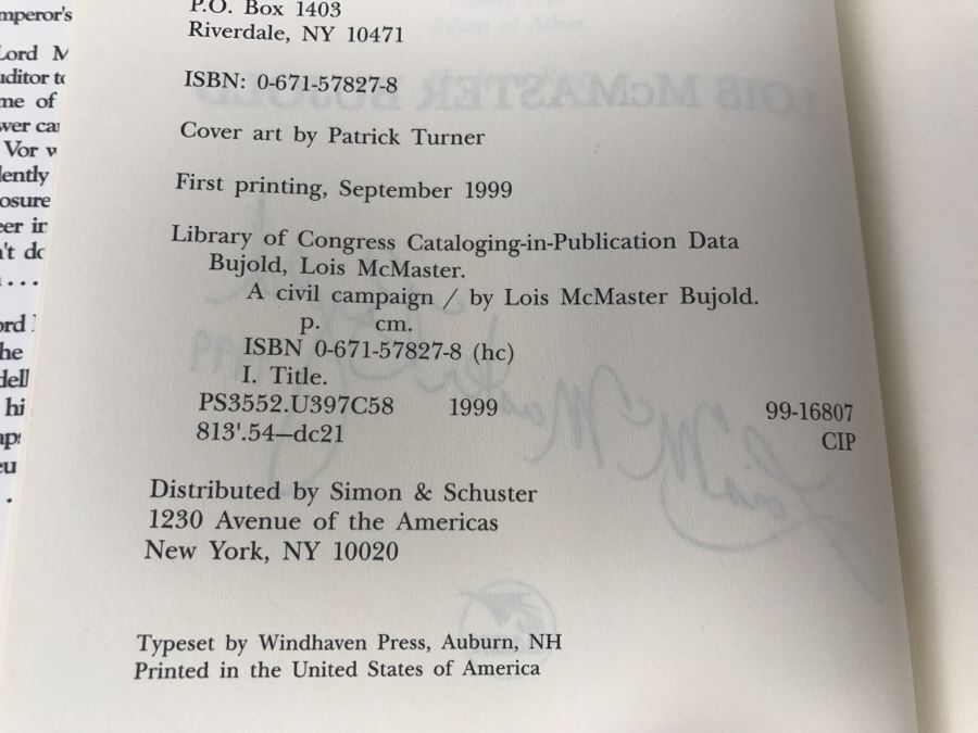 Signed First Printing 1999 Hardcover Book A Civil Campaing By Lois McMaster Bujold [Photo 9]