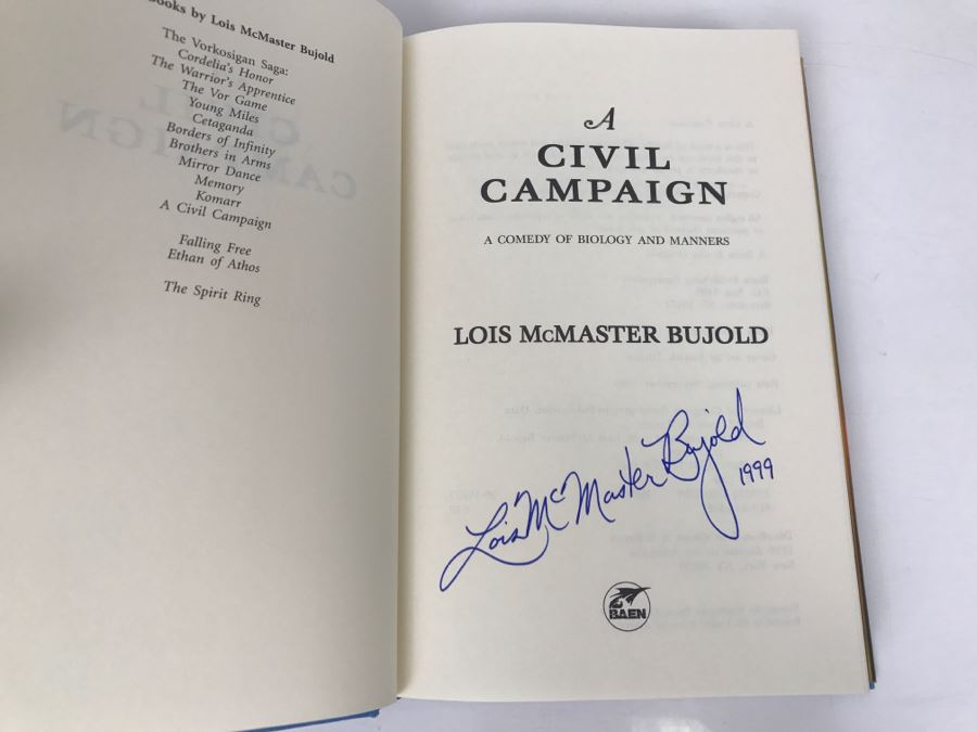 Signed First Printing 1999 Hardcover Book A Civil Campaing By Lois McMaster Bujold [Photo 5]