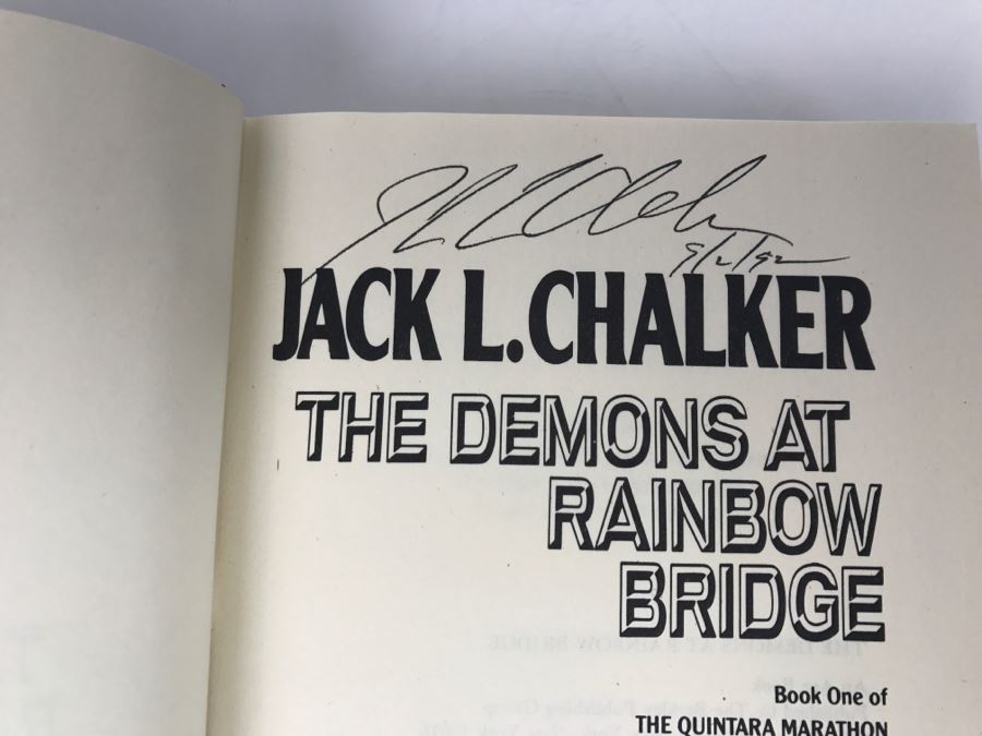 Signed First Edition 1989 Hardcover Book The Demons At Rainbow Bridge By Jack L. Chalker [Photo 8]