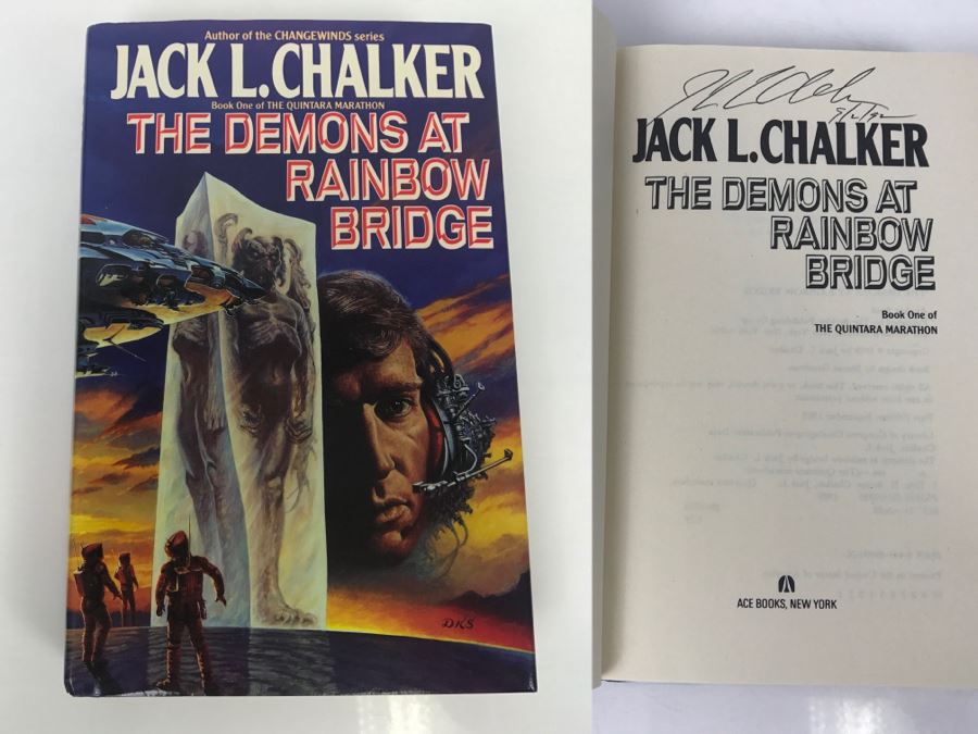 Signed First Edition 1989 Hardcover Book The Demons At Rainbow Bridge By Jack L. Chalker [Photo 1]