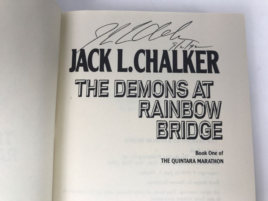 Signed First Edition 1989 Hardcover Book The Demons At Rainbow Bridge By Jack L. Chalker [Photo 6]