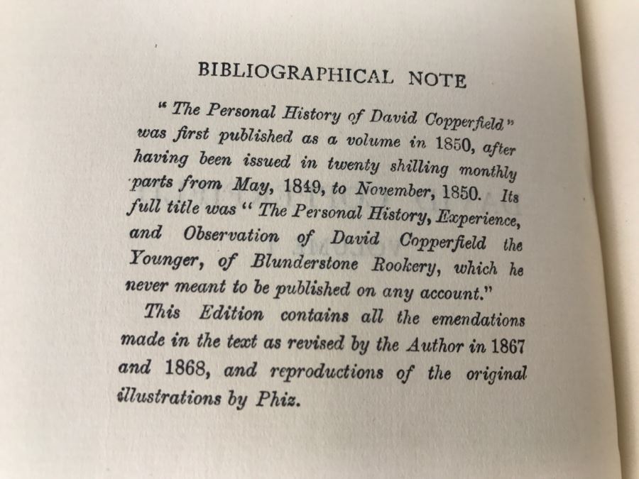 Antique Hardcover Book The Personal History Of David Copperfield By Charles Dickens With 40 Illustrations By Phiz Volume I London Chapman & Hall, Ltd. New York: Charles Scribner's Sons Centenary Edition [Photo 9]