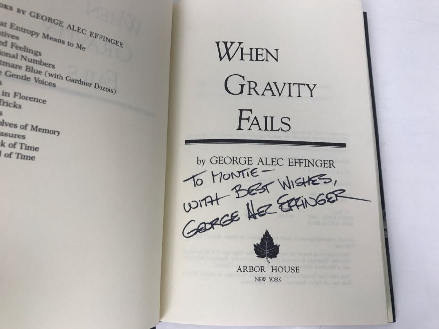 Signed 1987 Hardcover Book When Gravity Fails By George Alec Effinger [Photo 5]