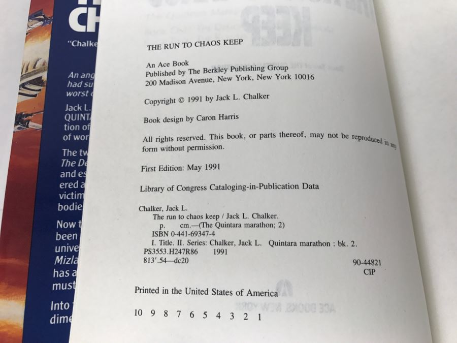 Signed First Edition 1991 Hardcover Book The Run To Chaos Keep By Jack L. Chalker [Photo 8]