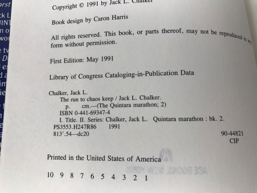 Signed First Edition 1991 Hardcover Book The Run To Chaos Keep By Jack L. Chalker [Photo 9]