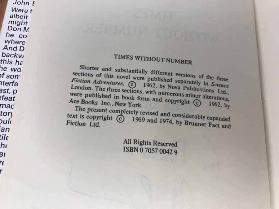 Signed 1974 Hardcover Book Times Without Number By John Brunner [Photo 8]