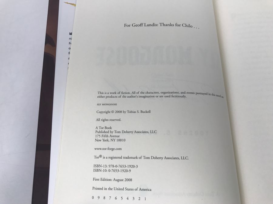 Signed First Edition 2008 Hardcover Book Sly Mongoose By Tobias S. Buckell [Photo 8]