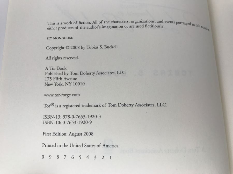 Signed First Edition 2008 Hardcover Book Sly Mongoose By Tobias S. Buckell [Photo 9]