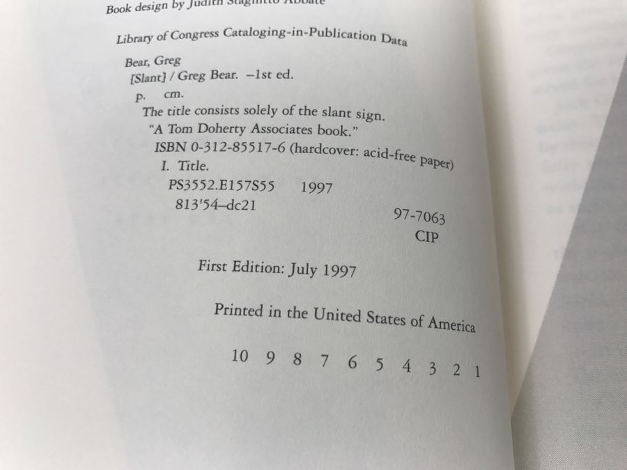 Signed First Edition 1997 Hardcover Book Slant By Greg Bear [Photo 9]