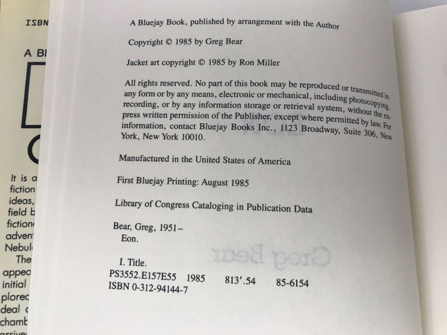 Signed First Bluejay Printing 1985 Hardcover Book EON By Greg Bear [Photo 9]