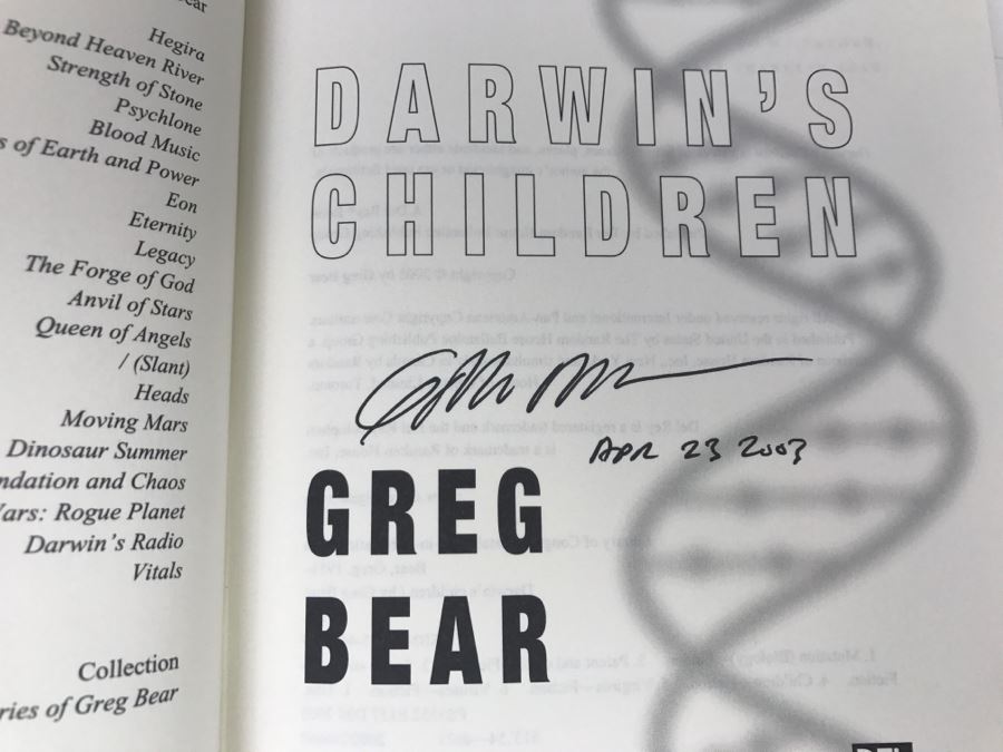 Signed First Edition 2003 Hardcover Book Darwin's Children By Greg Bear [Photo 6]