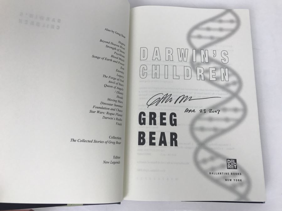 Signed First Edition 2003 Hardcover Book Darwin's Children By Greg Bear [Photo 5]
