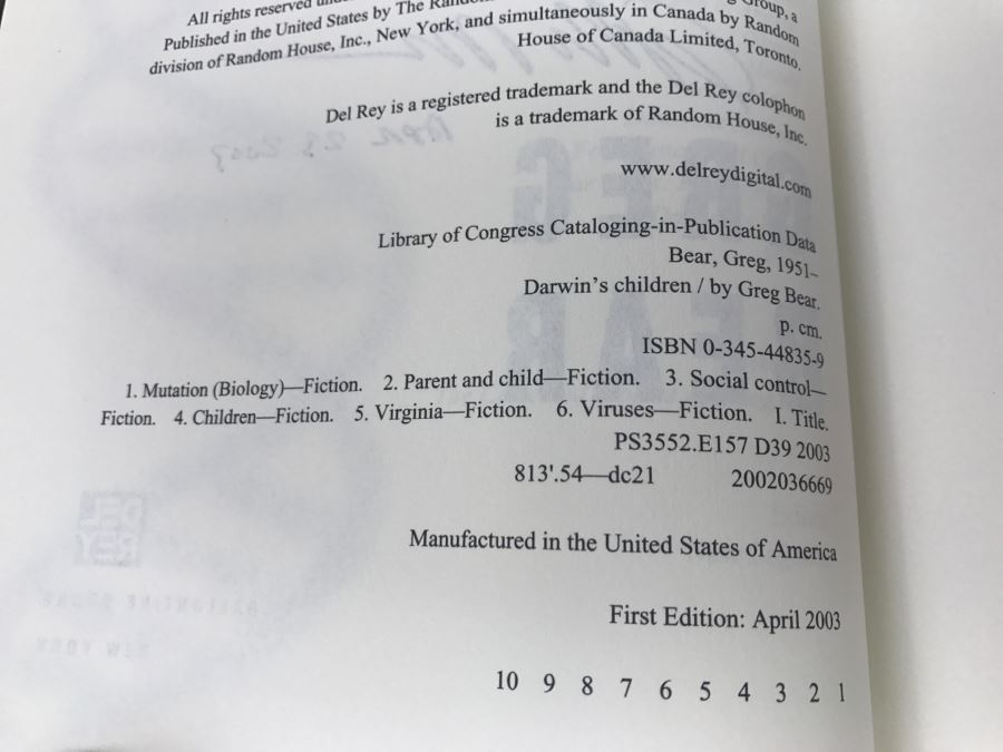 Signed First Edition 2003 Hardcover Book Darwin's Children By Greg Bear [Photo 9]