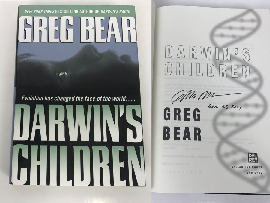 Signed First Edition 2003 Hardcover Book Darwin's Children By Greg Bear [Photo 1]